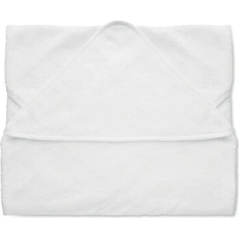 Katoenen babyhanddoek met kap Hugme wit