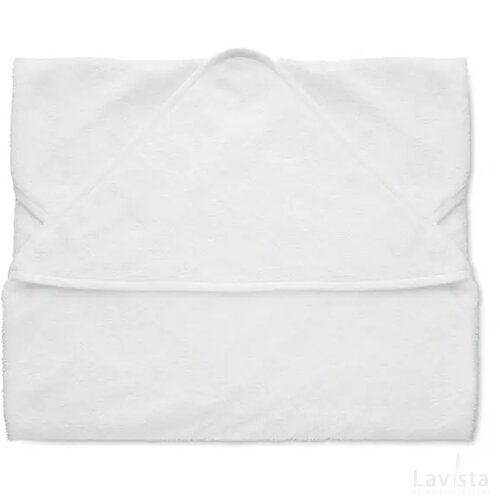 Katoenen babyhanddoek met kap Hugme wit