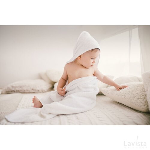 Katoenen babyhanddoek met kap Wit