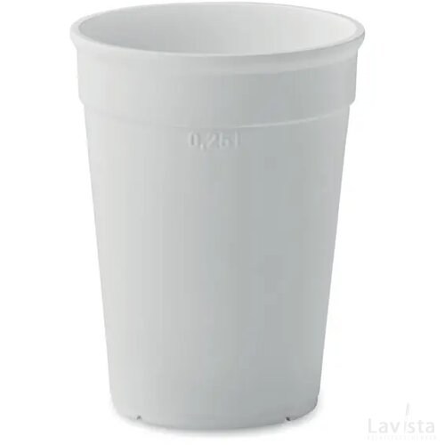 Gerecycled pp beker 300ml Awaycup wit