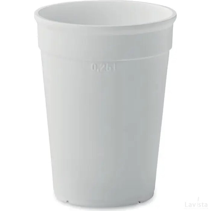 Gerecycled pp beker 300ml Awaycup wit