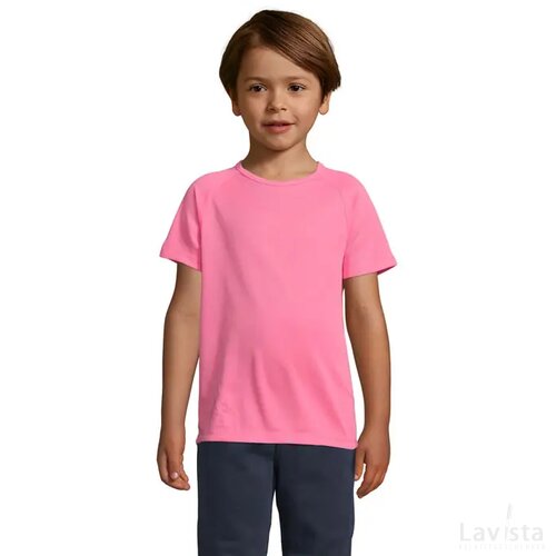 Sporty kinder t-shirt 140g Sporty kids neon roze 2