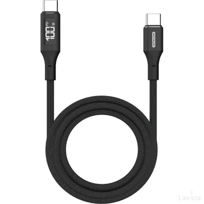 Sitecom CA-1005 USB-C to USB-C Power cable with LED display zwart
