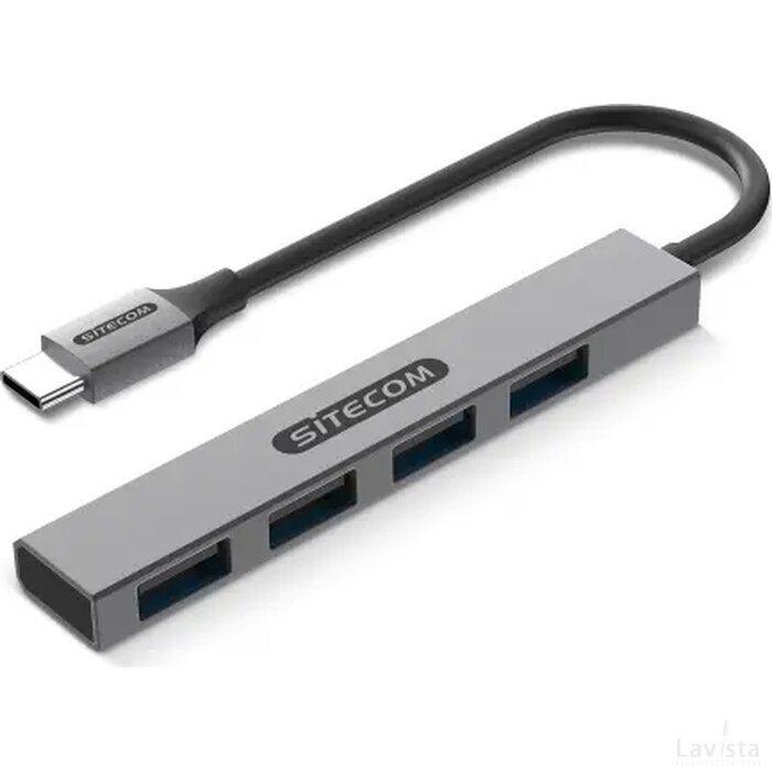 Sitecom CN-5001 USB-C to 4x USB-A Nano hub grijs