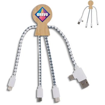 Xoopar Mr. Bio Bamboo multi-oplaadkabel Naturel