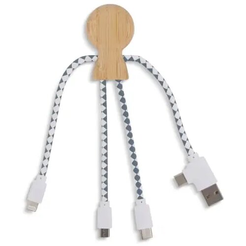 Xoopar Mr. Bio Bamboo multi-oplaadkabel Naturel