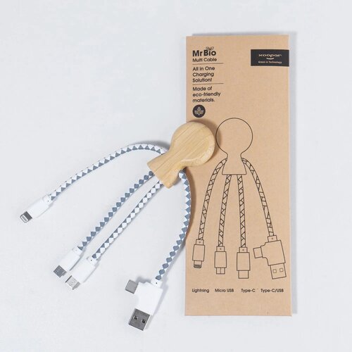 Xoopar Mr. Bio Bamboo multi-oplaadkabel Naturel