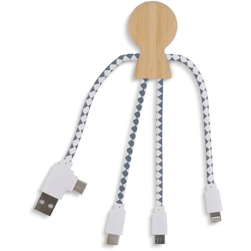 Xoopar Mr. Bio Bamboo multi-oplaadkabel Naturel