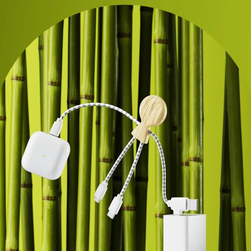 Xoopar Mr. Bio Bamboo multi-oplaadkabel Naturel