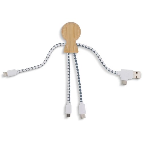 Xoopar Mr. Bio Bamboo multi-oplaadkabel Naturel