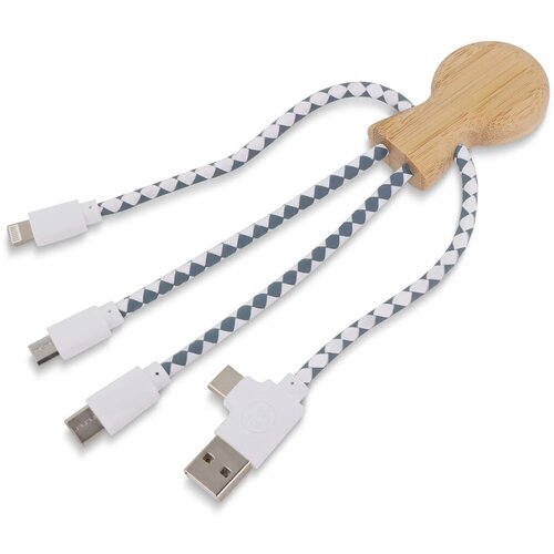 Xoopar Mr. Bio Bamboo multi-oplaadkabel Naturel