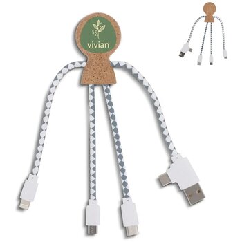 Xoopar Mr. Bio Cork multi-oplaadkabel Naturel