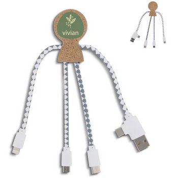 Xoopar Mr. Bio Cork multi-oplaadkabel Naturel