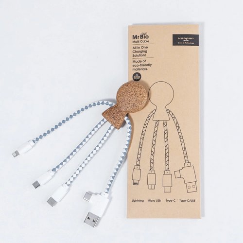 Xoopar Mr. Bio Cork multi-oplaadkabel Naturel