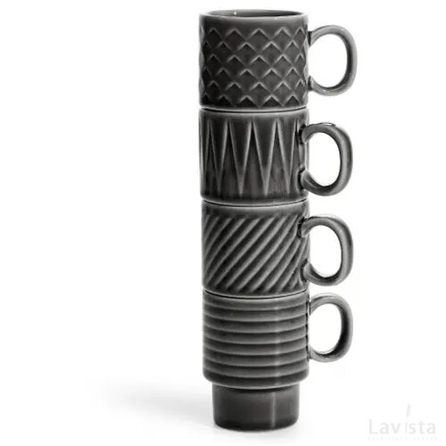 Sagaform Coffee & More Espresso kopjes 4st. 100ml donker grijs