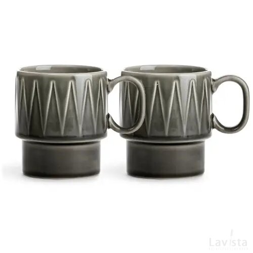 Sagaform Coffee & More koffiemok 2 st. 250ml donker grijs