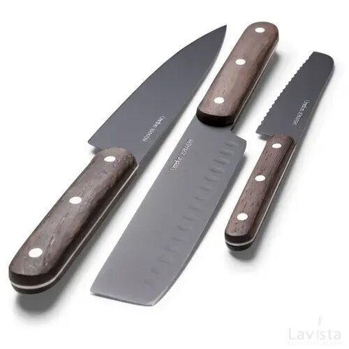 Orrefors Jernverk messenset van hout set van 3 hout