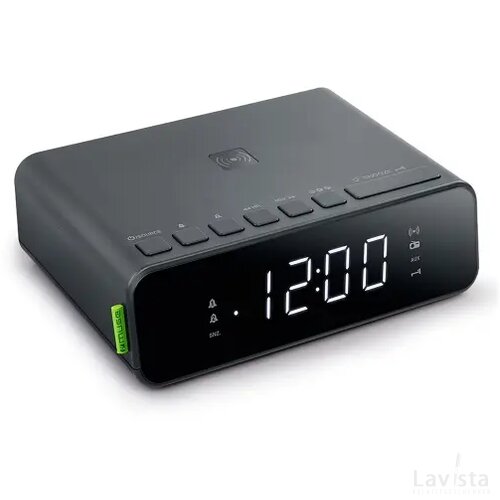 M-175 | Muse FM dubbele wekkerradio draadloze telefoon opladen 5W zwart
