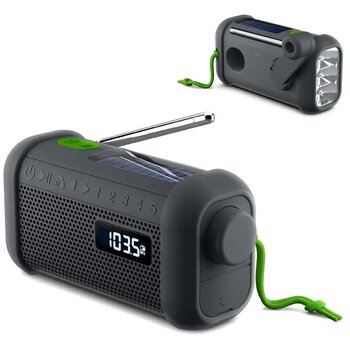Muse radio speaker met solar en opwindmechanisme Zwart Muse radio speaker met solar en opwindmechanisme Zwart