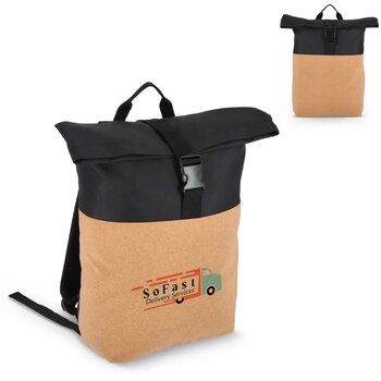 Rolltop rugzak kurk & R-PET 18L zwart