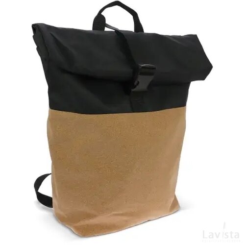 Rolltop rugzak kurk & R-PET 18L zwart