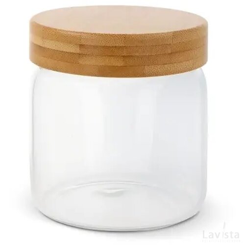 Canister glas & bamboe 600ml transparant
