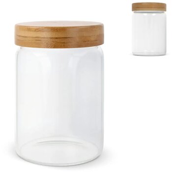 Canister glas & bamboe 900ml transparant
