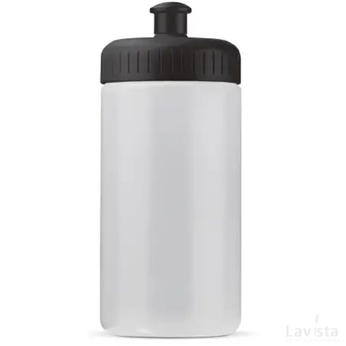 Sportfles Bio basis 500ml basic transparant zwart