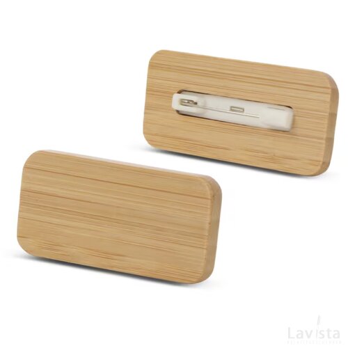 Luxe naambadge van bamboe Naturel
