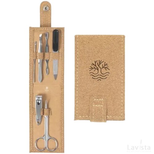 Manicure set in kurk etui (6-delig) Bruin