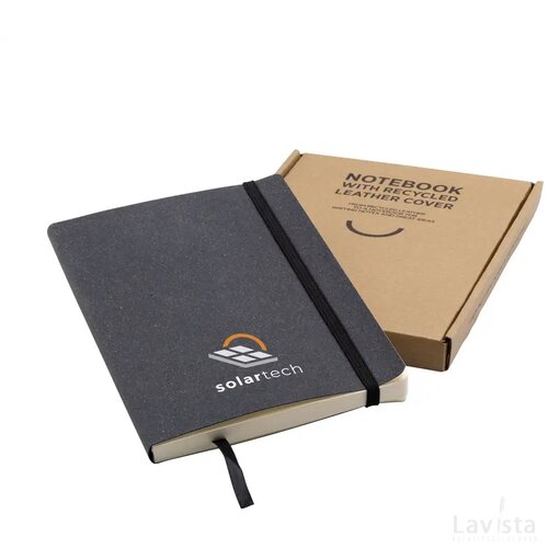 Monti Recycled Leather Notebook A5 Notitieboek Zwart