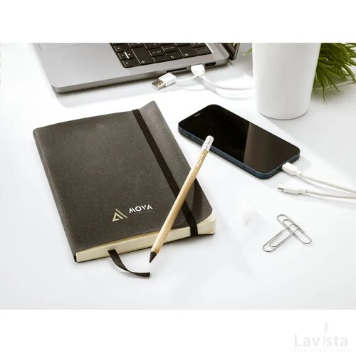 Monti Recycled Leather Notebook A5 Notitieboek Zwart