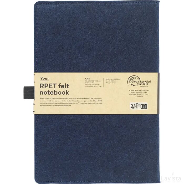 Felty Grs Rpet Notebook A5 Notitieboek Donkerblauw
