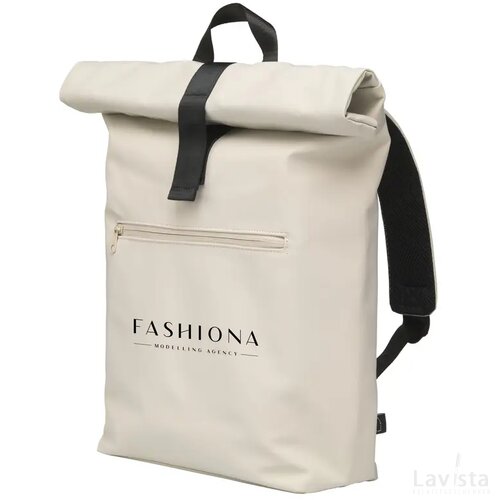 Lennon Roll-Top Recycled Pu Backpack Rugzak Beige