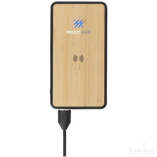 Boru Bamboo Rcs Recycled Abs Powerbank Wireless Charger Zwart