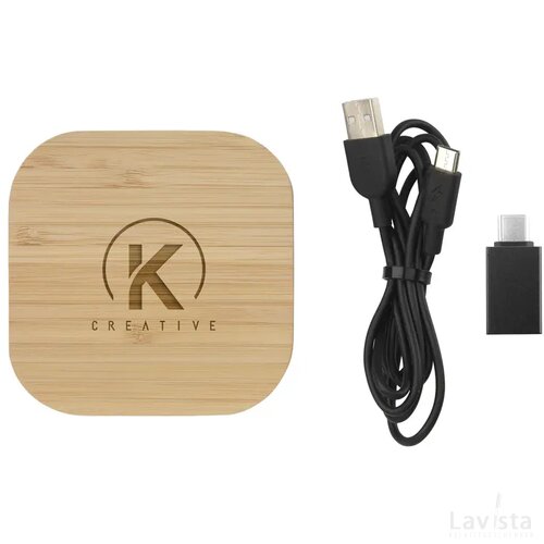 Bamboo Fsc-100% Wireless Charger 15W Draadloze Oplader Bamboe
