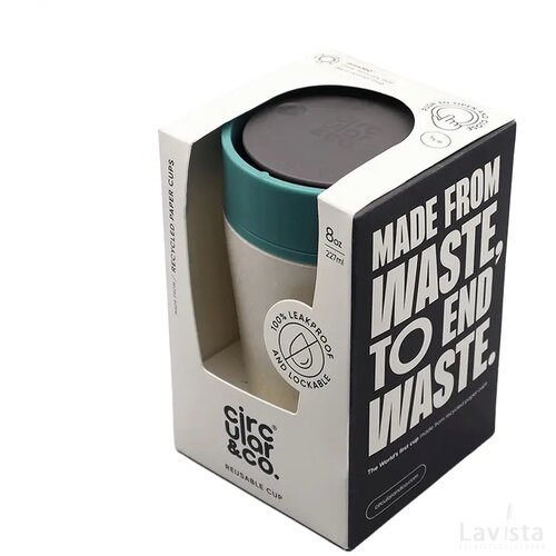 Circular&Co Recycled Coffee Cup 227 Ml Koffiebeker Wit/Aquamarine Green