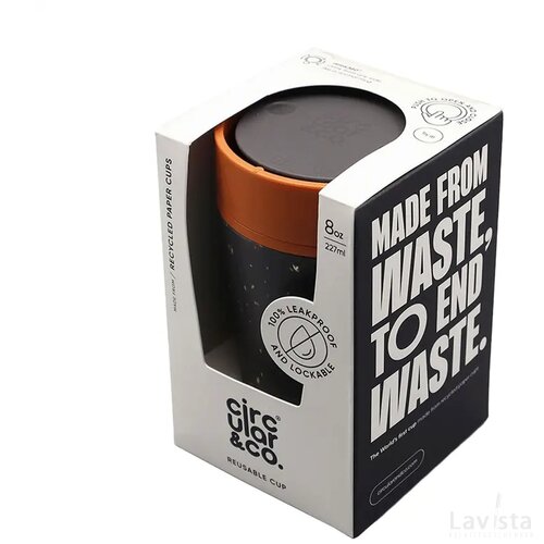 Circular&Co Recycled Coffee Cup 227 Ml Koffiebeker Grijs/Oranje