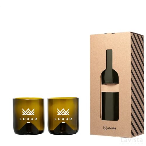 Rebottled® Short Tumbler 2-Pack Set Glazen Olive