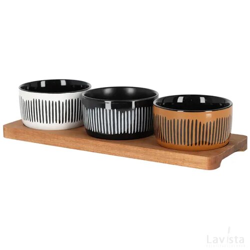 JENS Living Serveerplank Met Schaaltjes Gestreept