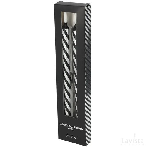 JENS Living LED Kaars Gestreept Zwart/Zilver