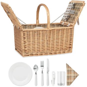 4-persoons rotan picknickmand Mimbre plus hout