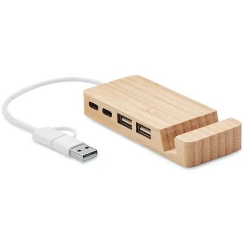 Bamboe usb hub 4 poorten Hubstand hout