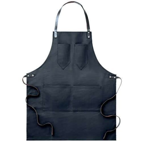 Canvasschort met leren details Chef zwart