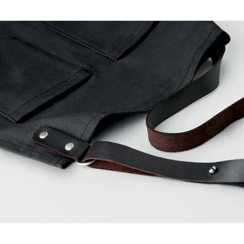 Canvasschort met leren details Chef zwart