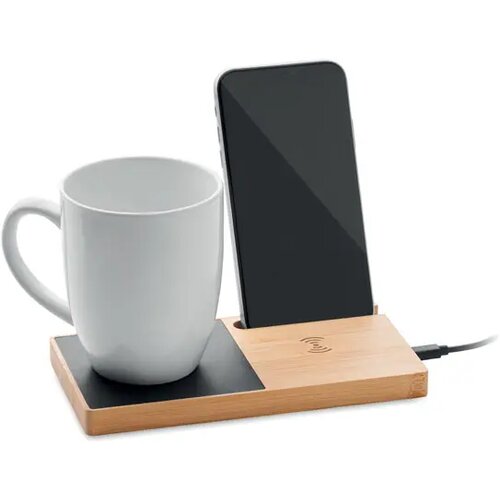 Draadloze oplader en mok warmer Sibit hout