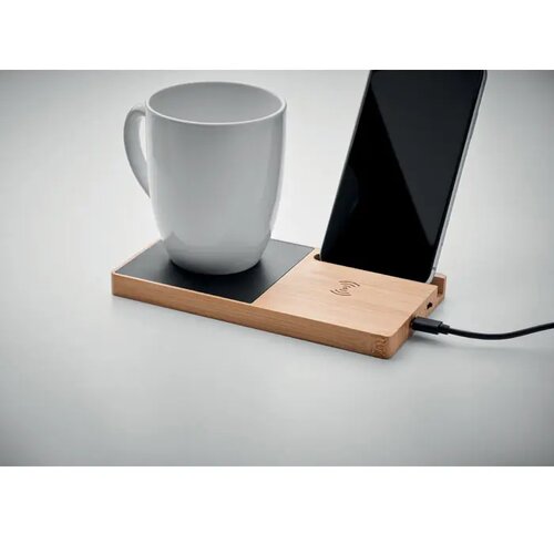 Draadloze oplader en mok warmer Sibit hout