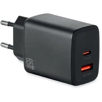 Eu 2-polige wandadapter/lader Exten zwart Eu 2-polige wandadapter/lader Exten zwart