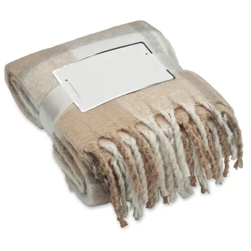 Geruite mohair deken Quet beige
