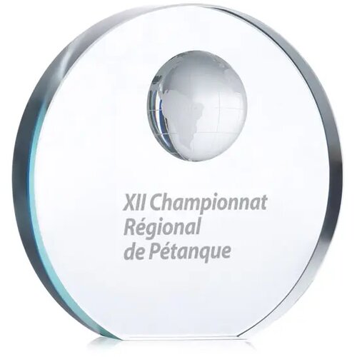 Glazen trofee met wereldbol Mondal transparant